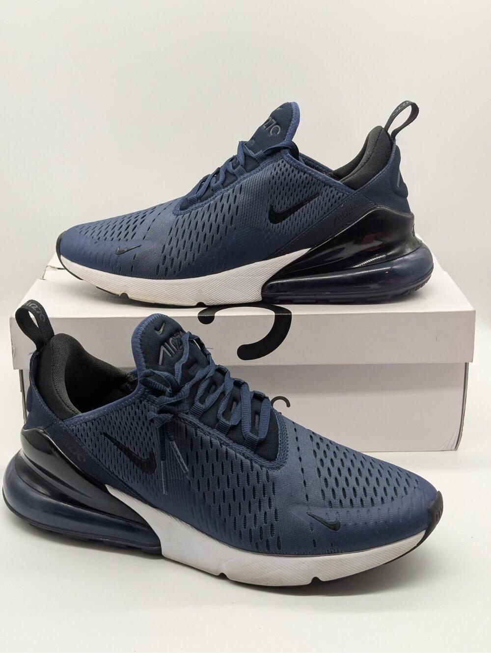 Nike Air Max 270 Mens Size 10.5 Midnight Navy Blue White AH8050-400 Running Shoe